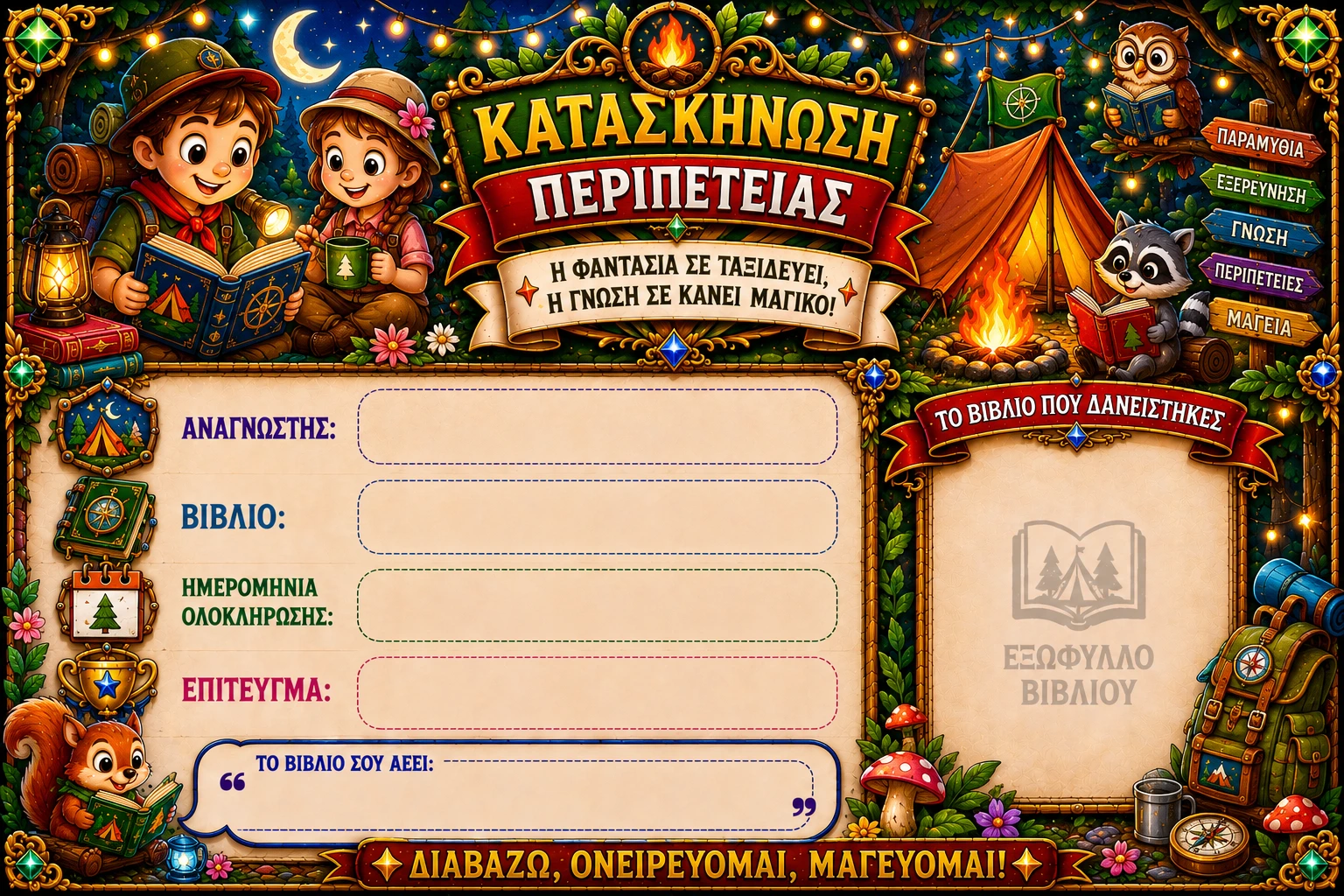Κάρτα Κατασκήνωση περιπέτειας