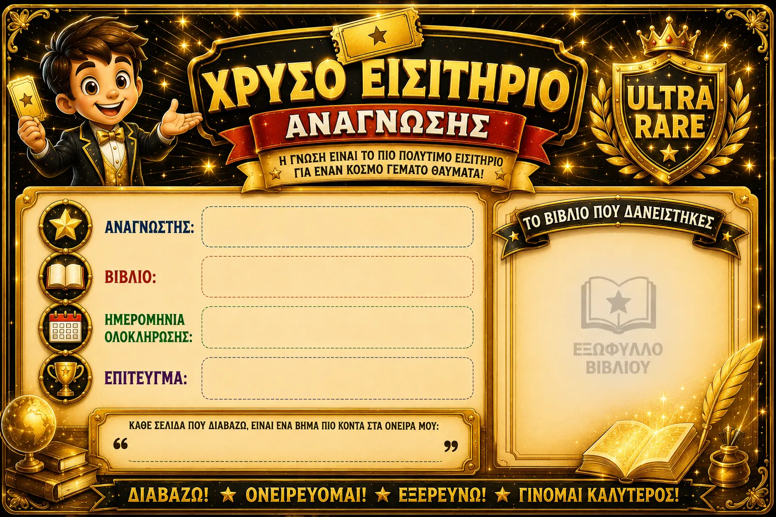 Κάρτα Χρυσό εισιτήριο ανάγνωσης
